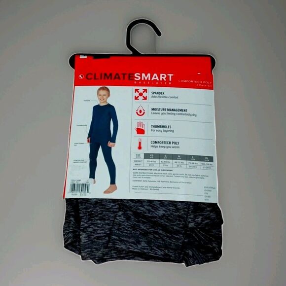 Climate Smart Baselayer Boys LG Comfortech Poly 2 Pc Set Grey Print Cuddl Duds - Picture 2 of 2
